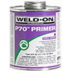 A can of Weld-On P-70 primer in purple color.