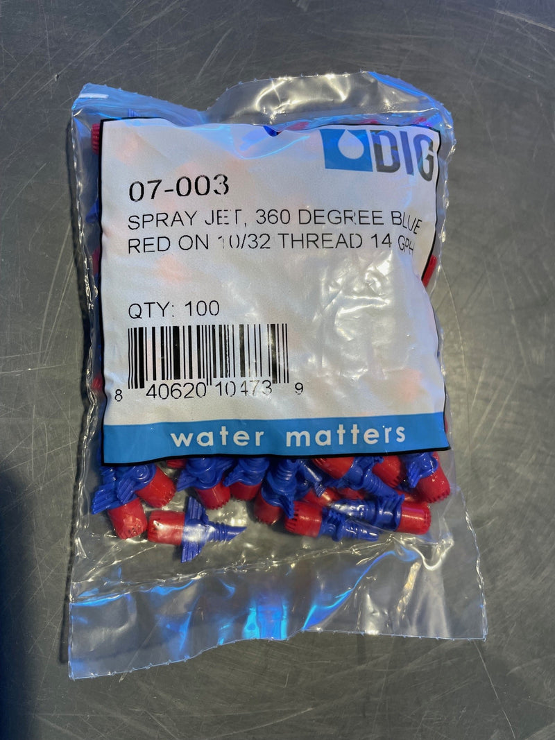 DIG- 07-003, 360, 20 diameter at 30 PSI, 14 GPH, Blue/Red