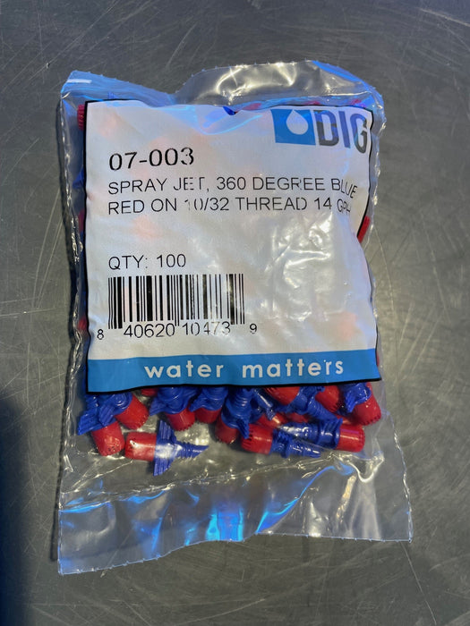 DIG- 07-003, 360, 20 diameter at 30 PSI, 14 GPH, Blue/Red