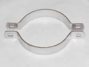 Metal hose clamp on a white background