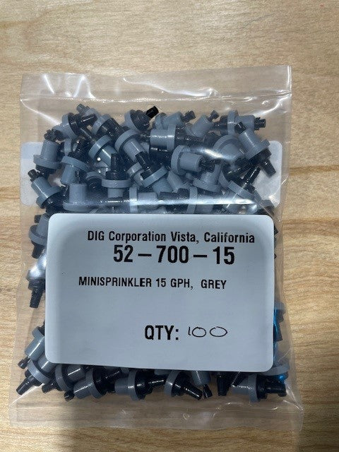 DIG- 52-700-15, Drip Mini Sprinklers 360, 11' diameter @ 30 PSI, 15 GPH, Gray/Each