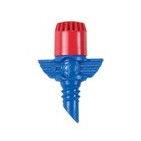 DIG- 07-023, 360 spray jet assembly 20' diameter at 30PSI, 14GPH with 13" clip stake, 24" micro tubing and barb, Blue/Red