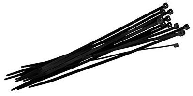 A bundle of black nylon cable ties.