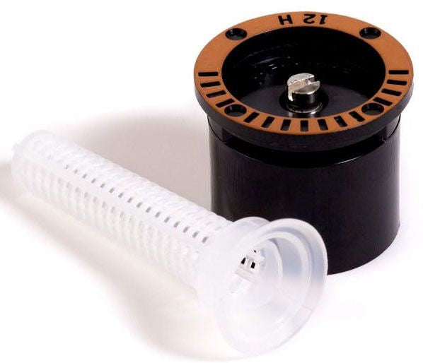 A Rain Bird half nozzle with a brown and black color scheme, designed for use with a sprinkler system.