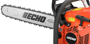 Close-up of an Echo chainsaw on a white background