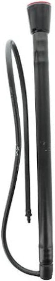 Black hose with a nozzle on a white background