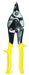 Pair of tin snips with yellow handles on a white background
