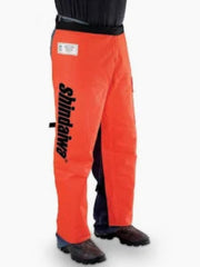Orange work pants with visible branding on a white background