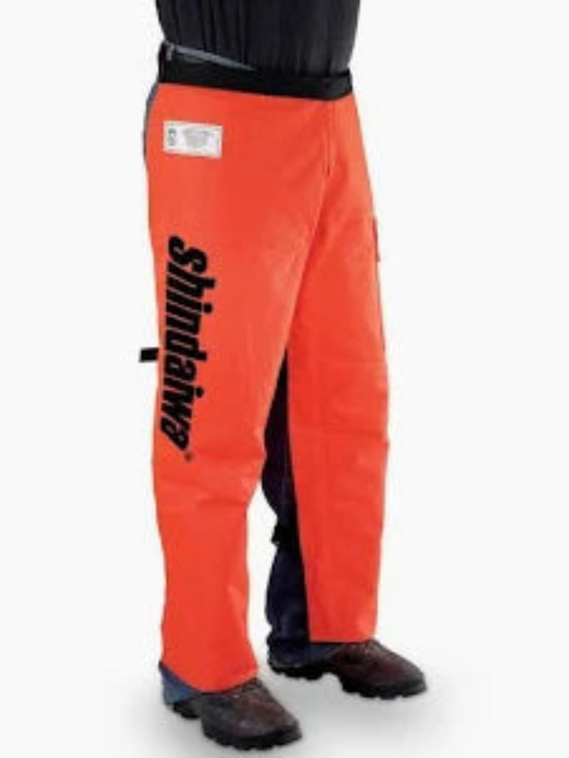 Orange work pants with visible branding on a white background