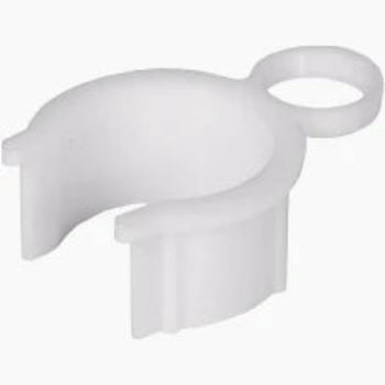 White plastic clip on a white background