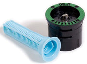 Rain Bird U-8Q sprinkler spray nozzle with a black body and a blue filter, designed for a fixed arc, quarter circle spray pattern.