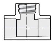 A technical line drawing of a threaded pipe fitting, likely a tee or coupler, shown in a cross-section view on a plain white background.