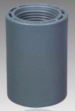A gray PVC female adapter with socket x female threaded end connection.