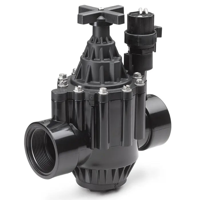 Black mechanical valve on a white background