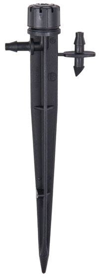 DIG- 06-003, Adjustable Dripper on Stake 0-10 GPH, 5 stream 180, Black