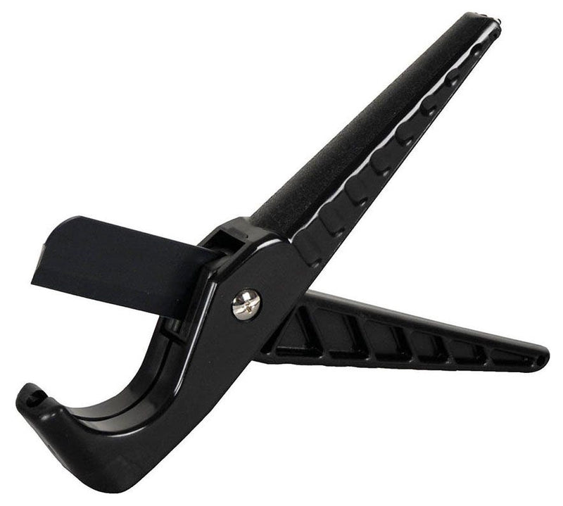 Black guitar capo on a white background