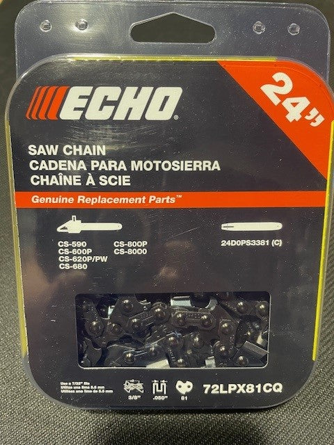Package of Echo saw chain on a gray background