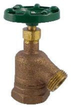 A bronze-colored brass garden valve with a floating stem and a handwheel handle on top.