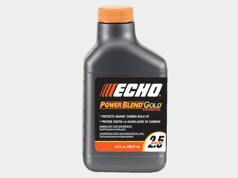 Bottle of Echo Power Blend Gold engine oil on a white background