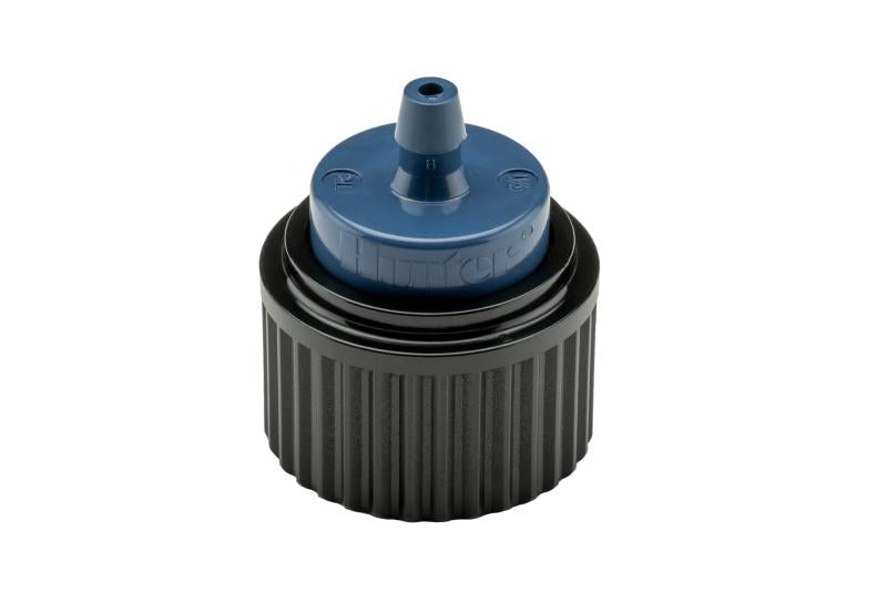 Black and blue mechanical component on a white background