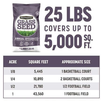 Pennington Annual Ryegrass Grass Seed, 25 lb/Bag