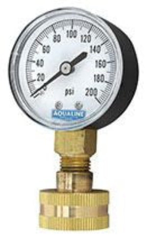 A 2-inch dial pressure gauge with a black steel case and brass bourdon tube, mounted on a 3/4 inch swivel mount with a glass window lens.