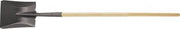 A square open-back shovel with a razor back design, featuring a 48-inch white ash handle.