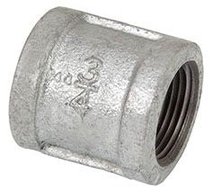 A 1-inch galvanized metal coupling socket with a straight design and end connection socket x socket type.