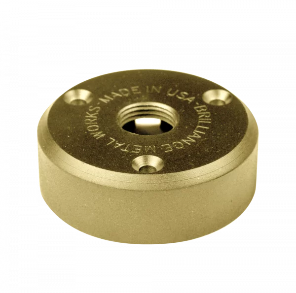 Brass component with 'Made in USA' text on a white background