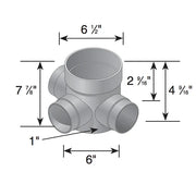 Diagram of NDS-300, Speed Basin, 3-Way 3" & 4" Outlets