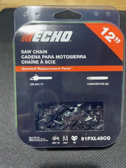 Packaged ECHO saw chain on a dark surface