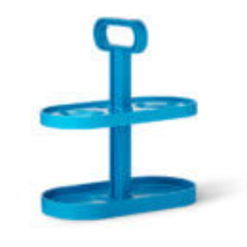 Blue plastic bottle holder on a white background
