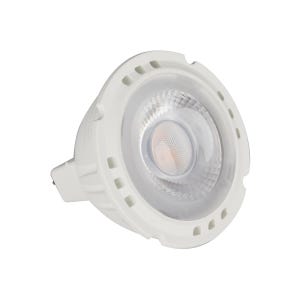 A single source MR16 LED landscape light fixture, white in color, designed for outdoor use.