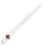 White cable with a red connector on a white background