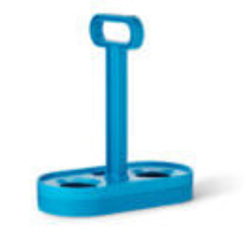 Blue plastic tool with a handle on a white background