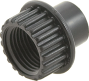 A black plastic female shrub adapter fitting, designed for use in sprinkler, plumbing, and irrigation systems.