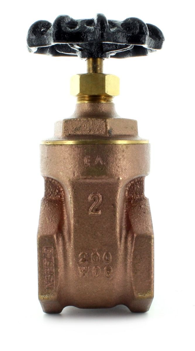 A bronze brass gate valve with a wheel handle, threaded ends, and a non-rising stem, marked with the brand Aqualine and the model BGV 250.