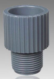 A gray PVC male adapter with a threaded male end and a socket end, designed for plumbing fittings.