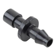 A black, 12-outlet drip emitter manifold barb converter accessory for irrigation systems.