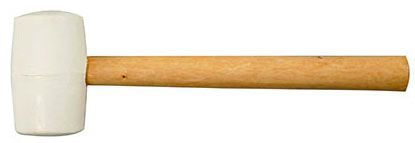 A beige 16 oz rubber mallet with a long handle, likely used for hammering or striking.