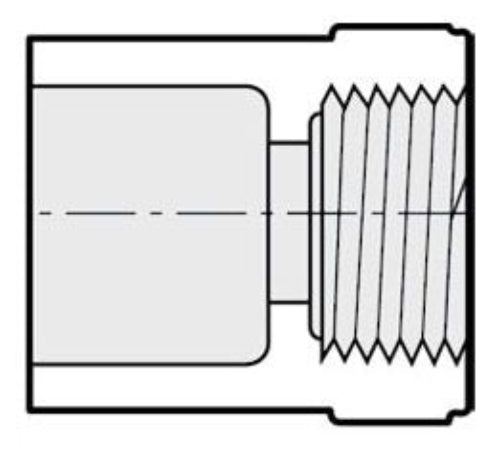 Technical line drawing of a threaded PVC FEMALE ADAPTER SOCXFPT SCH40