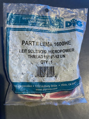 Package of a LEIT solenoid with Dig Corporation branding on a dark background