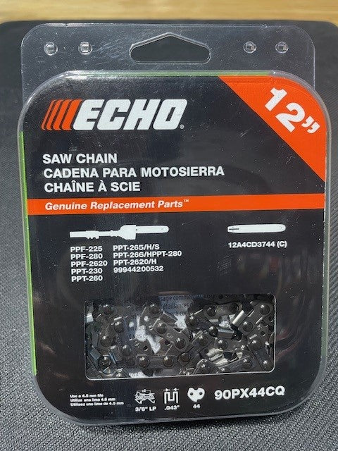 Package of Echo saw chain on a gray background