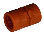 An orange 3/4 inch Flo-Check Breakaway Coupling Valve FPT for irrigation systems.