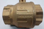 Brass valve with visible branding and specifications on a white background