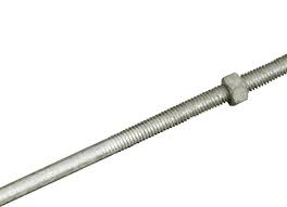 Metal rod with a nut on a white background