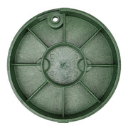 Green plastic component on a white background