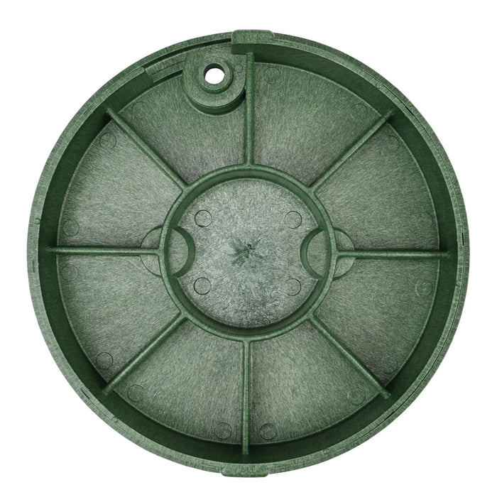 Green plastic component on a white background