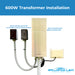 600W Transformer Installation with Brilliance LED branding on a white background