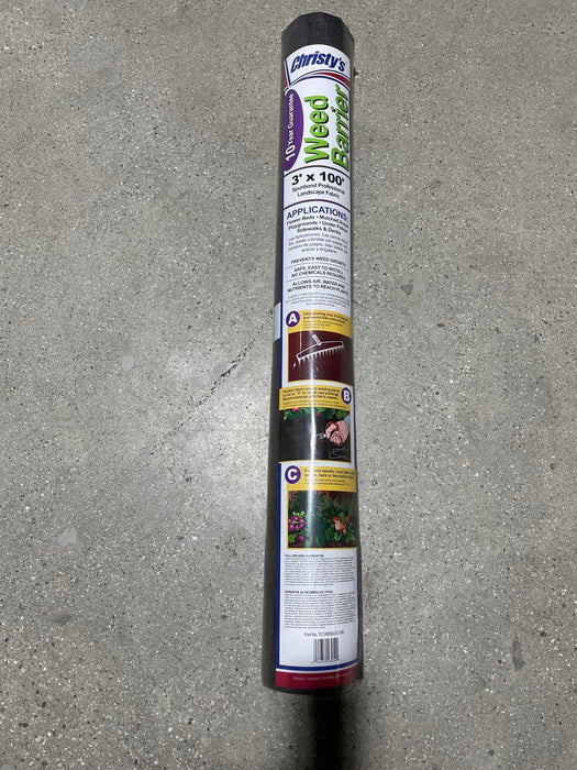 Roll of Christy's Weed Barrier on a concrete surface